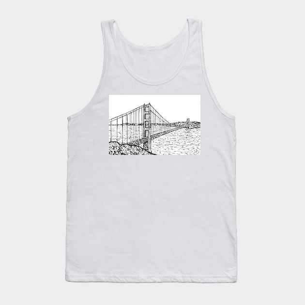 GOLDEN GATE BRIDGE ink painting .2 Tank Top by lautir